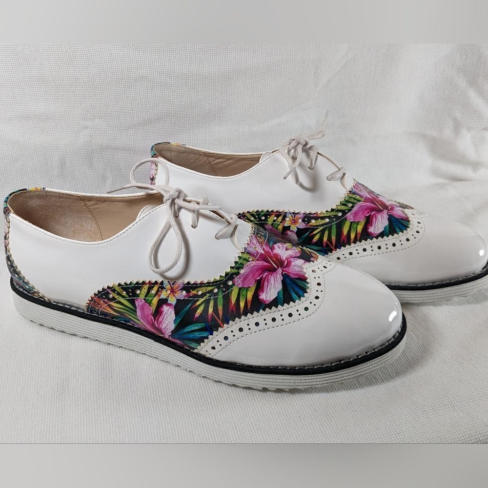 Goby Flowers Oxford Shoes GNG303 Size 38 Like New Condition - Picture 2 of 9